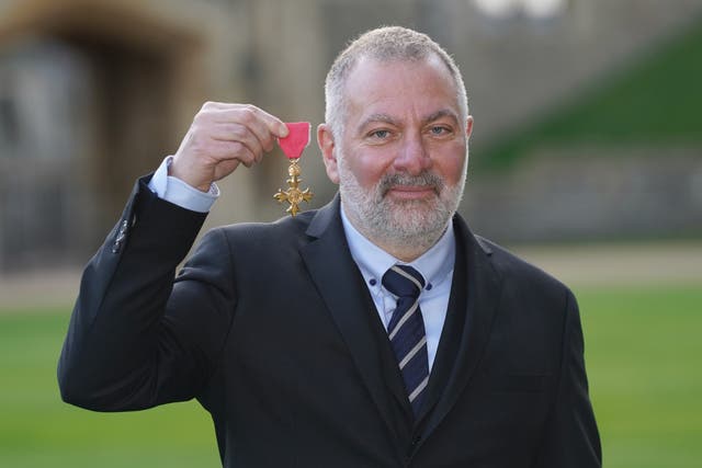 Line Of Duty creator Jed Mercurio collects his OBE at an investiture ceremony at Windsor Castle (Steve Parsons/PA)