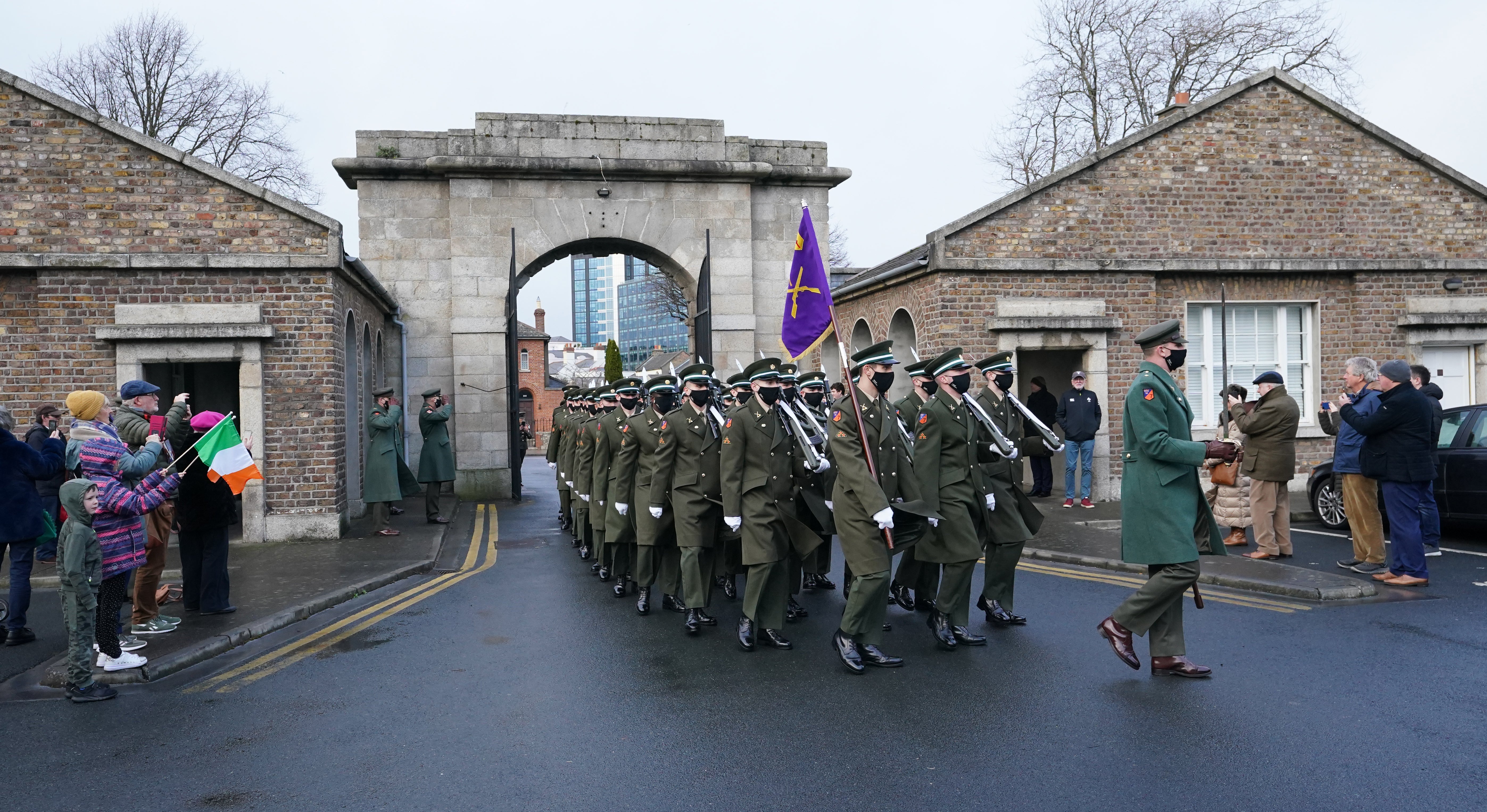 A ceremony marked the centenary of the handover of Beggar’s Bush Barracks (Niall Carson/PA)