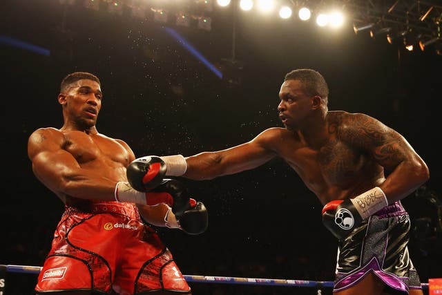 <p>Anthony Joshua (left) and Dillian Whyte during their 2015 clash </p>