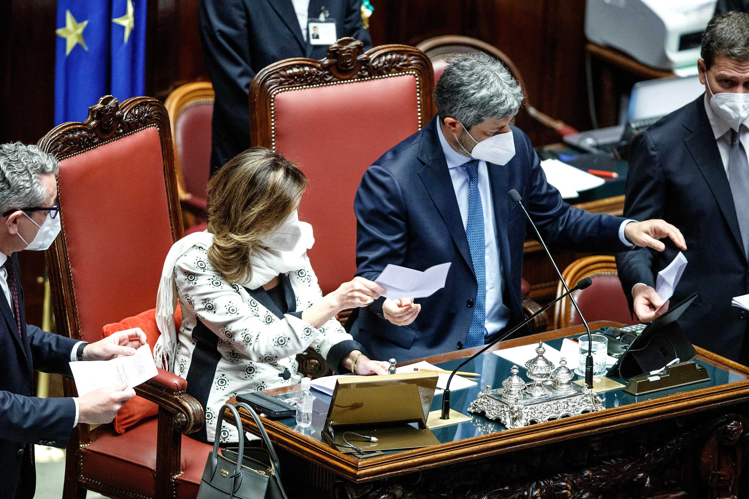 Lawmakers pass ballots in the Lower House in Rome, Italy, 29 January 2022