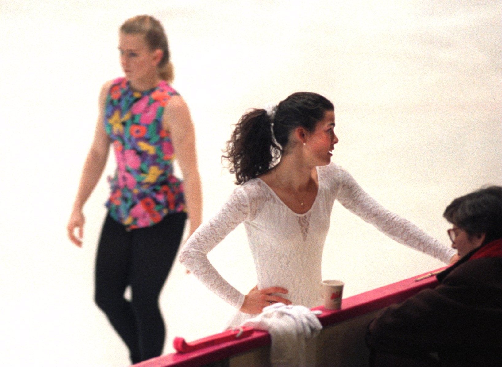 Tonya Harding and Nancy Kerrigan training together for the Winter Olympics in Lillehammer, 1994