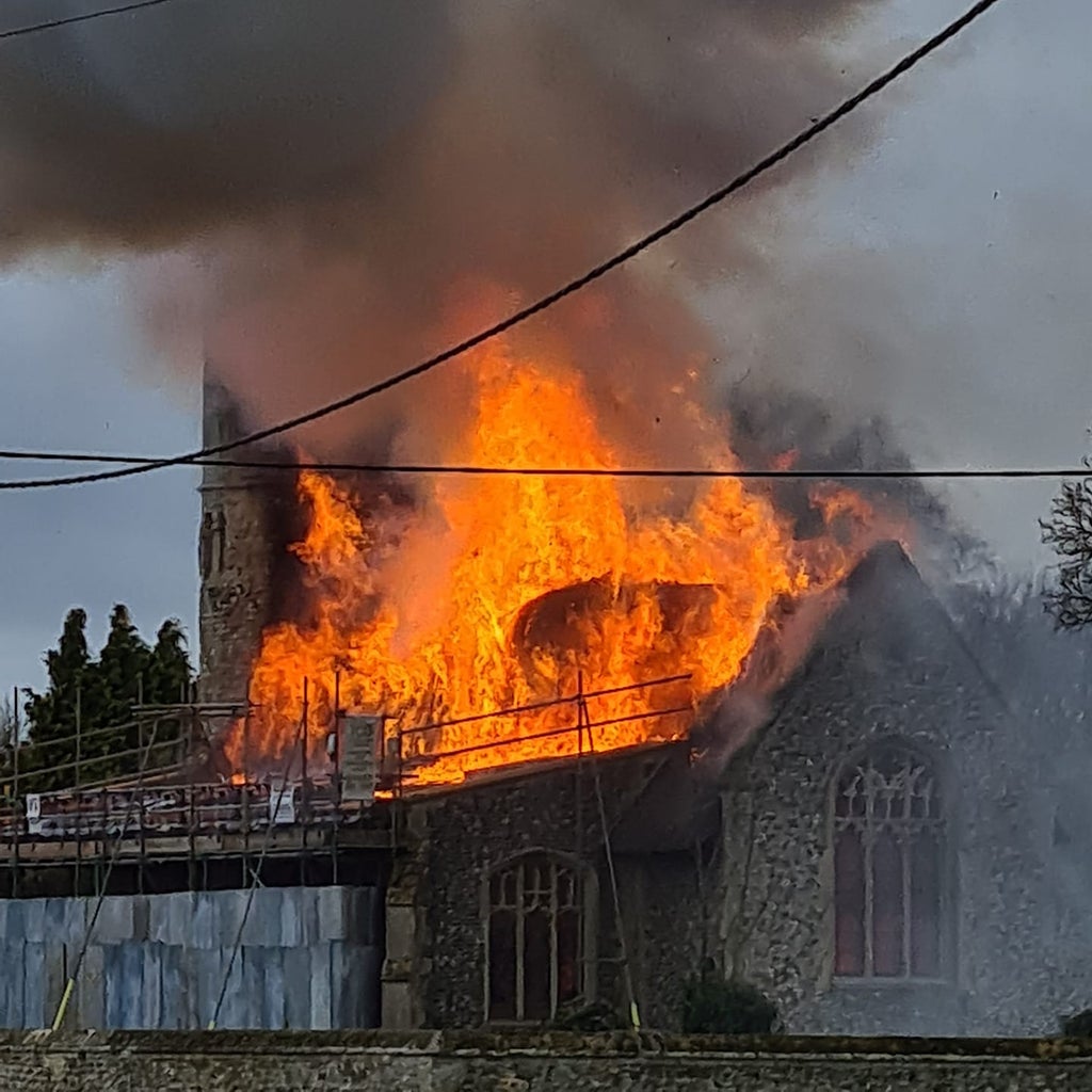 Locals ‘devastated’ after fire destroys church’s thatched roof in Norfolk