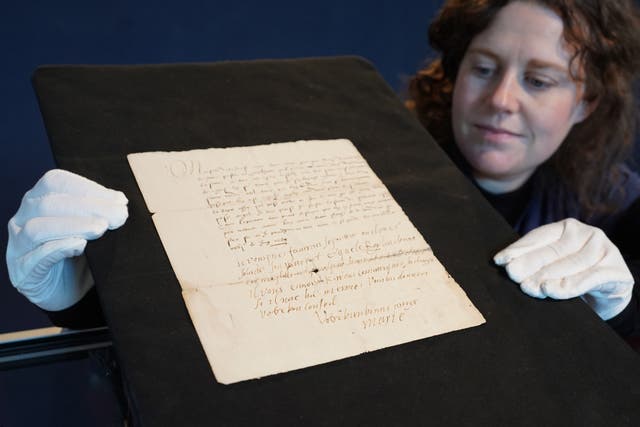 <p>The letter bears the handwriting of Mary Queen of Scots (Stewart Attwood/Lyon & Turnbull/PA)</p>