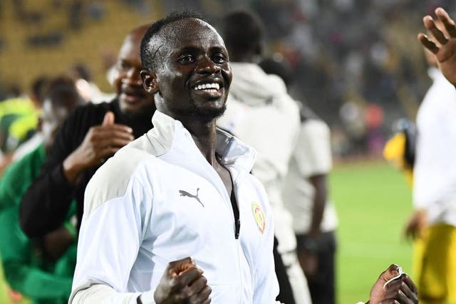 <p>Sadio Mane celebrates Senegal’s victory over Burkina Faso</p>