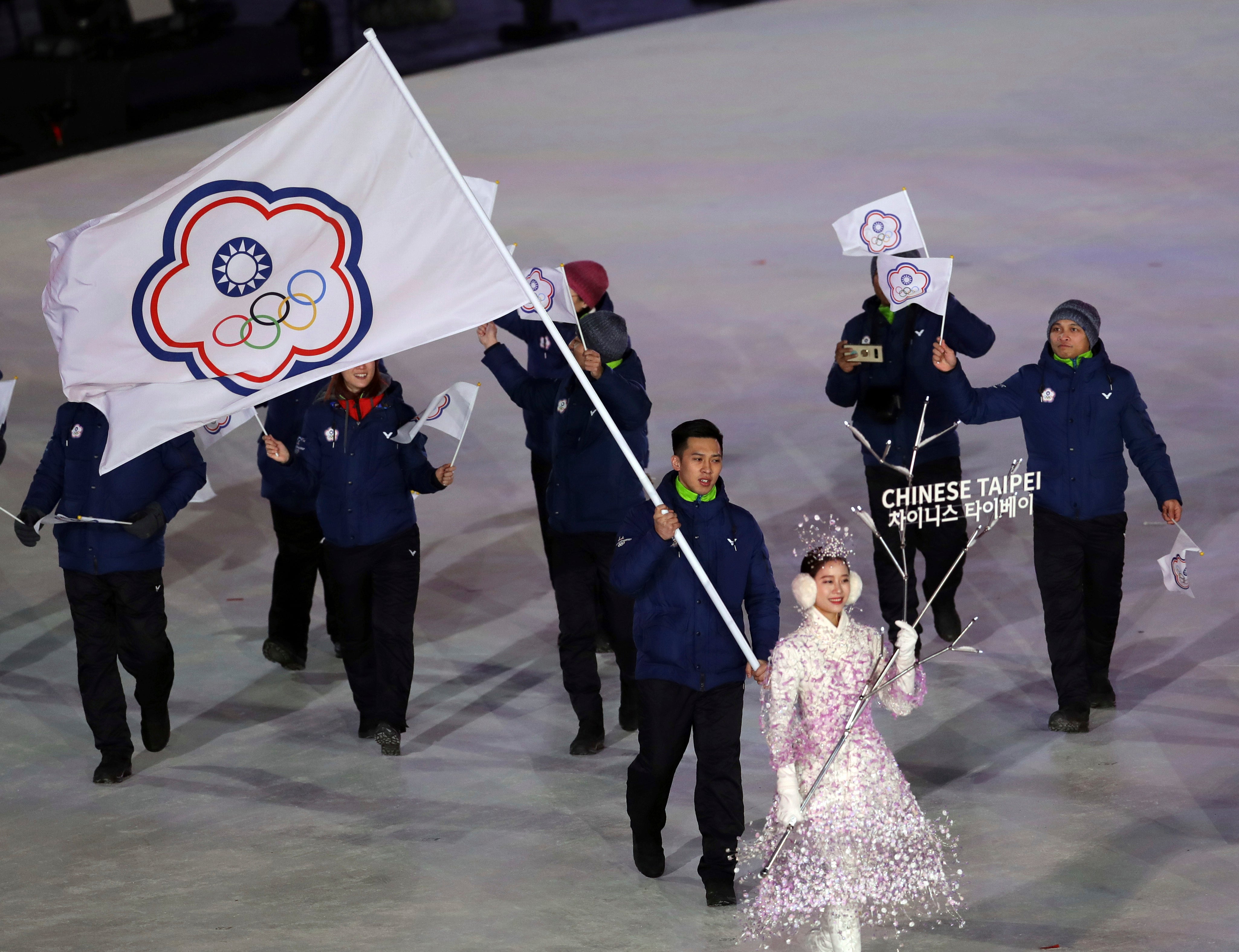 File photo: Taiwanese athletes carry flags during the opening ceremony of the 2018 Winter Olympics in Pyeongchang, South Korea, 9 February 2018