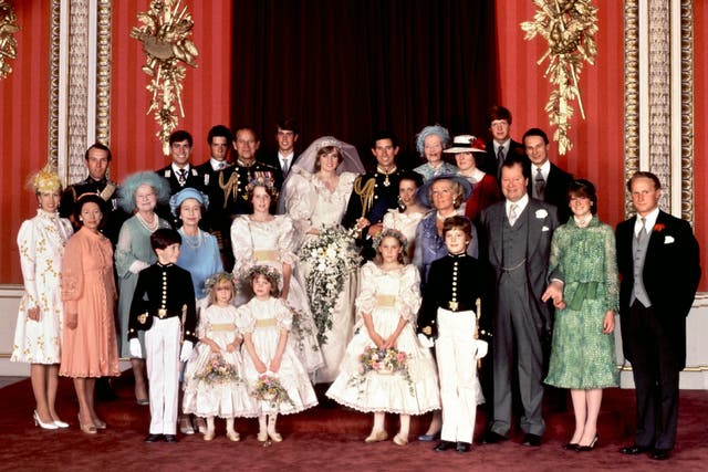 <p>An official family photo taken on 29 July 1981, the wedding day of Prince Charles (C-R) and Lady Diana (C-L), the Princess of Wales</p>