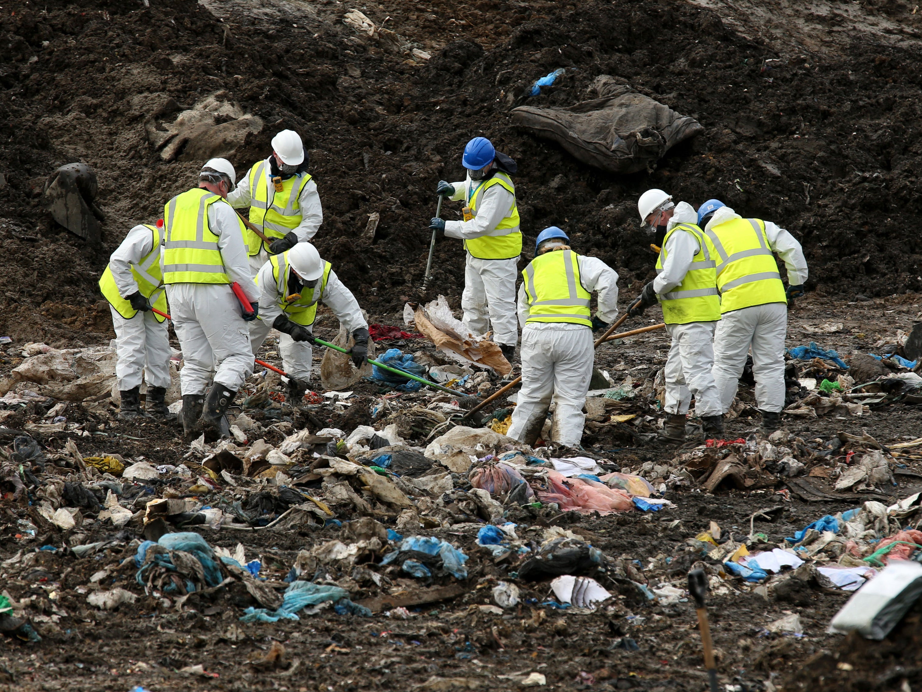 Police searching a landfill site in Milton, Cambridgeshire, for missing RAF gunner Corrie McKeague