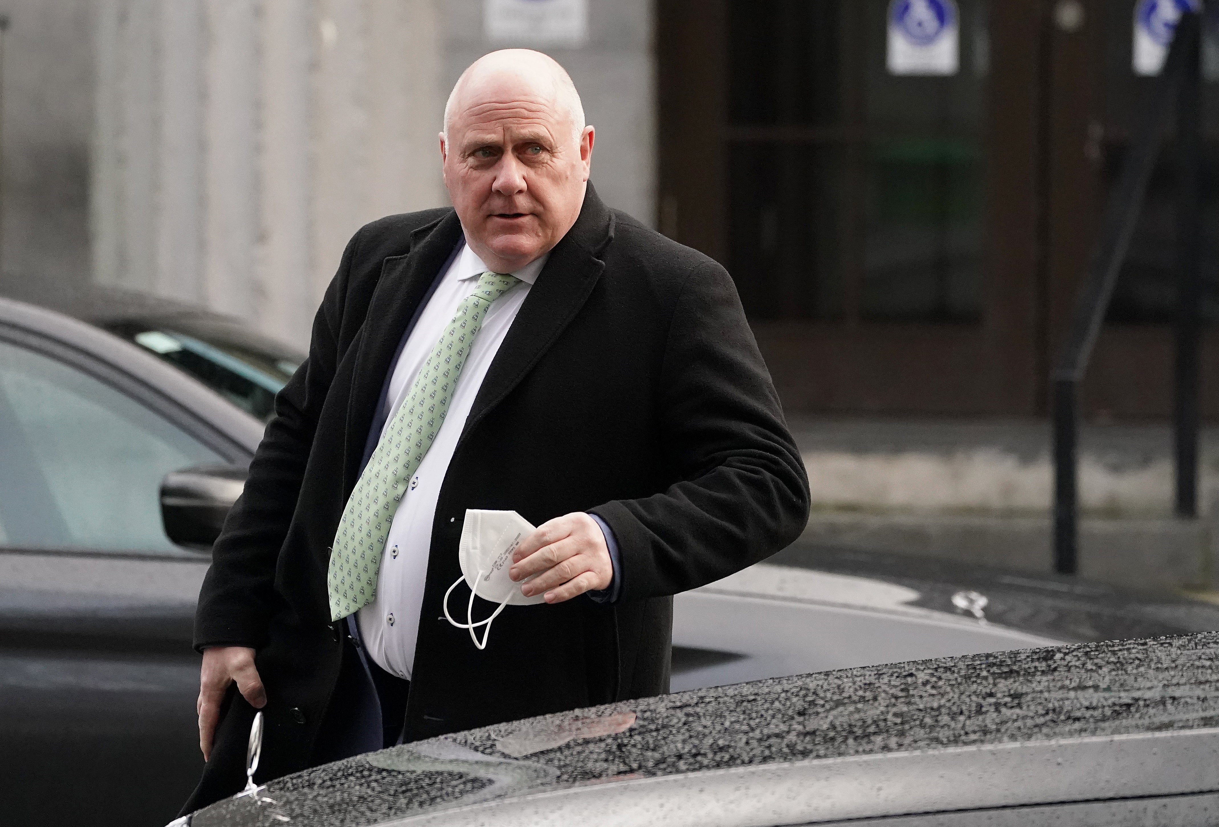 Independent TD Noel Grealish arriving at Galway court to attend a hearing where was one of four people accused of breaching Covid restrictions by organising an Oireachtas Golf Society event. All charges were dismissed (PA)