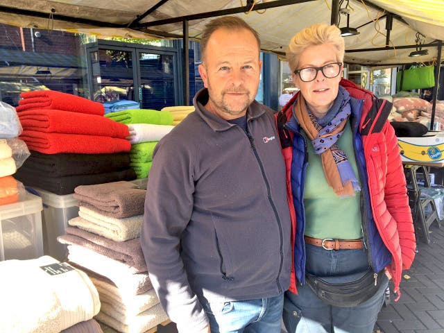 Doncaster market trader Ian Coldwell, pictured with wife Sue, is looking at higher bills at home and reduced takings at work