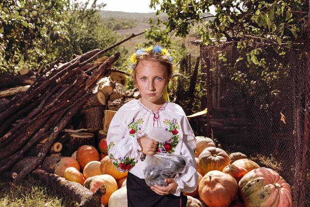 <p>Lina in a national costume, Orihovo-Vasylivka village, Donetsk, 2018</p>