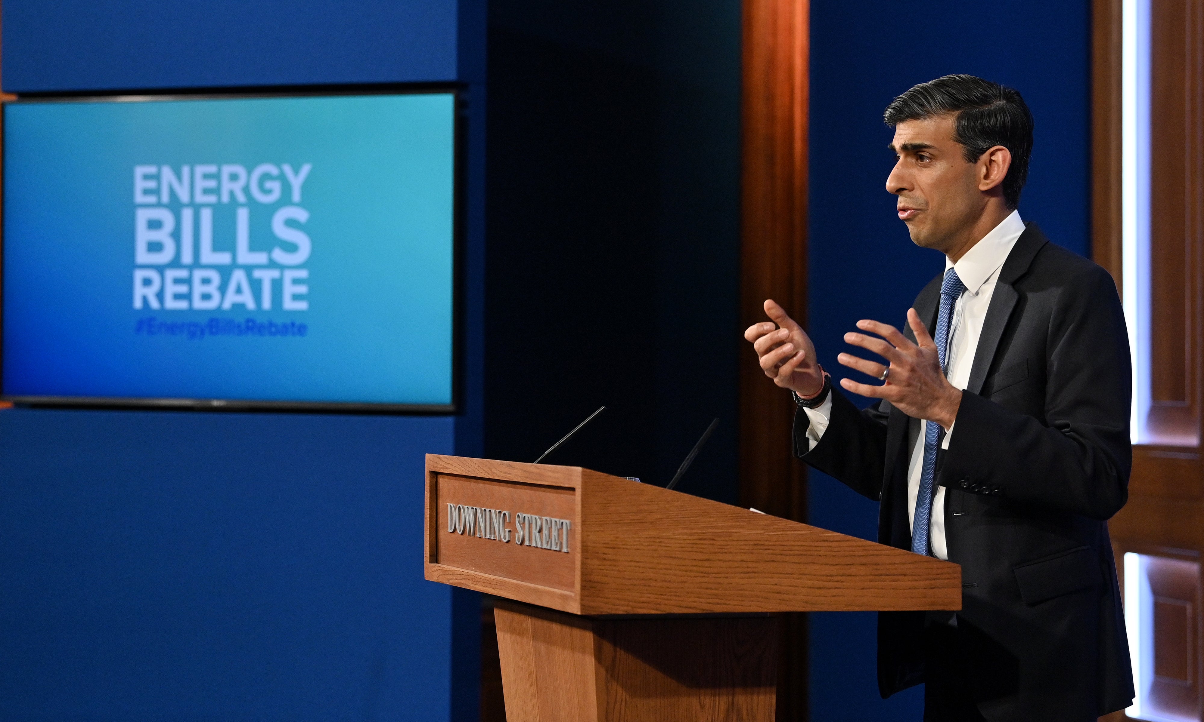 Chancellor Rishi Sunak speaking at a press conference in Downing Street (Justin Tallis/PA)