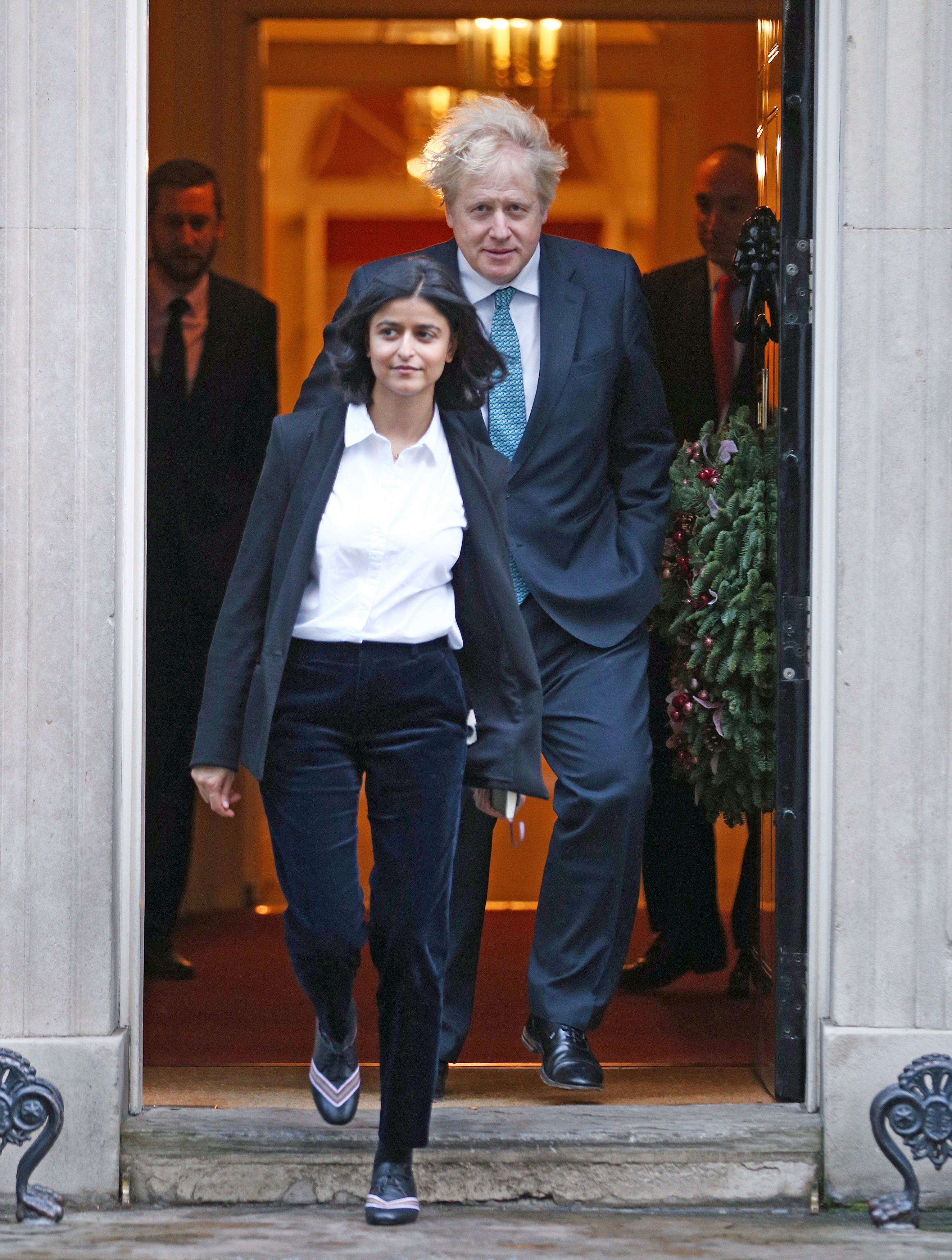 Boris Johnson pictured in December 2020 with Munira Mirza, director of the No 10 Policy Unit, who resigned on Thursday