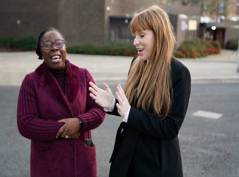 Labour deputy leader Angela Rayner, right, and the party’s candidate for Birmingham Erdington Paulette Hamilton (Jacob King/PA)