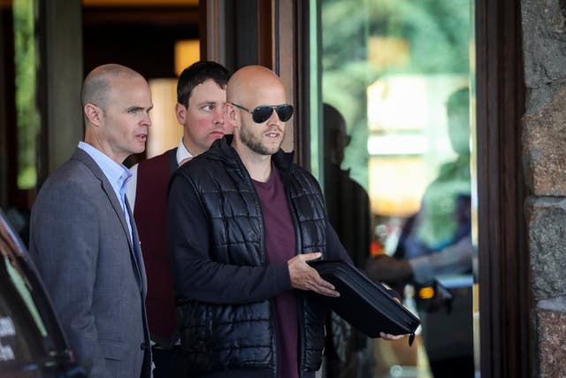 <p>Daniel Ek, chief executive officer of Spotify, arrives at the annual Allen & Company Sun Valley Conference, July 9, 2019 in Sun Valley, Idaho.</p>