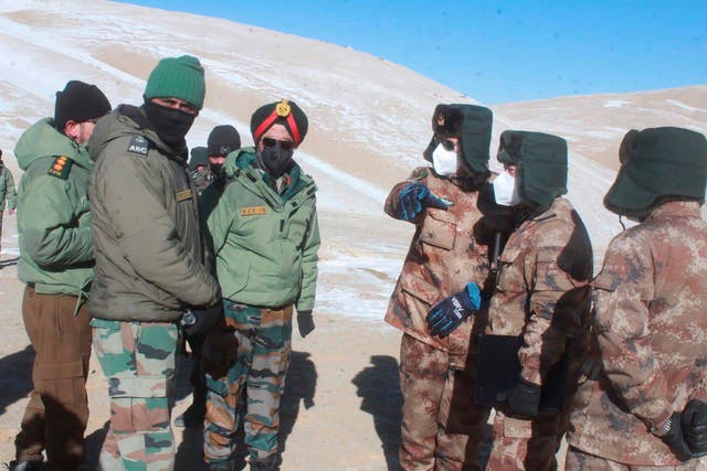 <p>File Indian army officers and China hold a meeting at Pangong lake region in Ladakh on the India-China border on 10 Feb, 2021 to resolve border dispute </p>