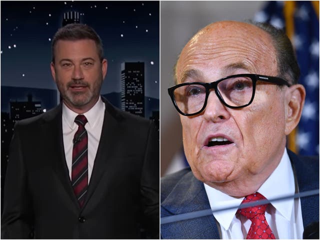 <p>Jimmy Kimmel and Rudy Giuliani</p>