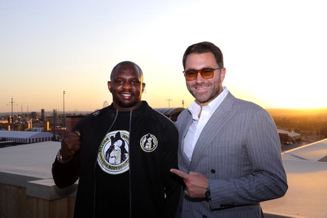 <p>Eddie Hearn (right) believes that Dillian Whyte’s silent approach is sensible ahead of his fight with Tyson Fury </p>