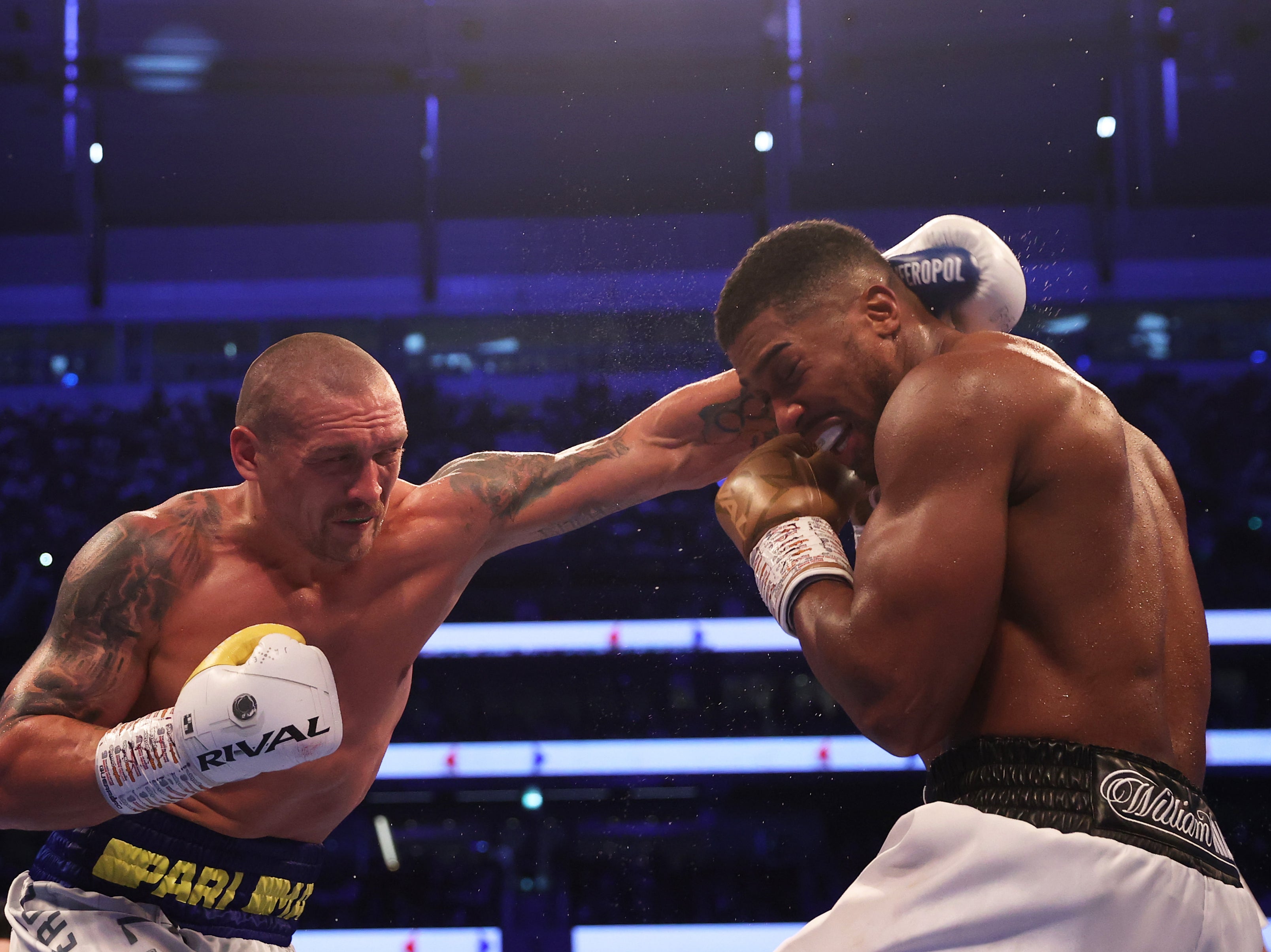 Oleksandr Usyk (left) secured a unanimous-decision win against Anthony Joshua in September