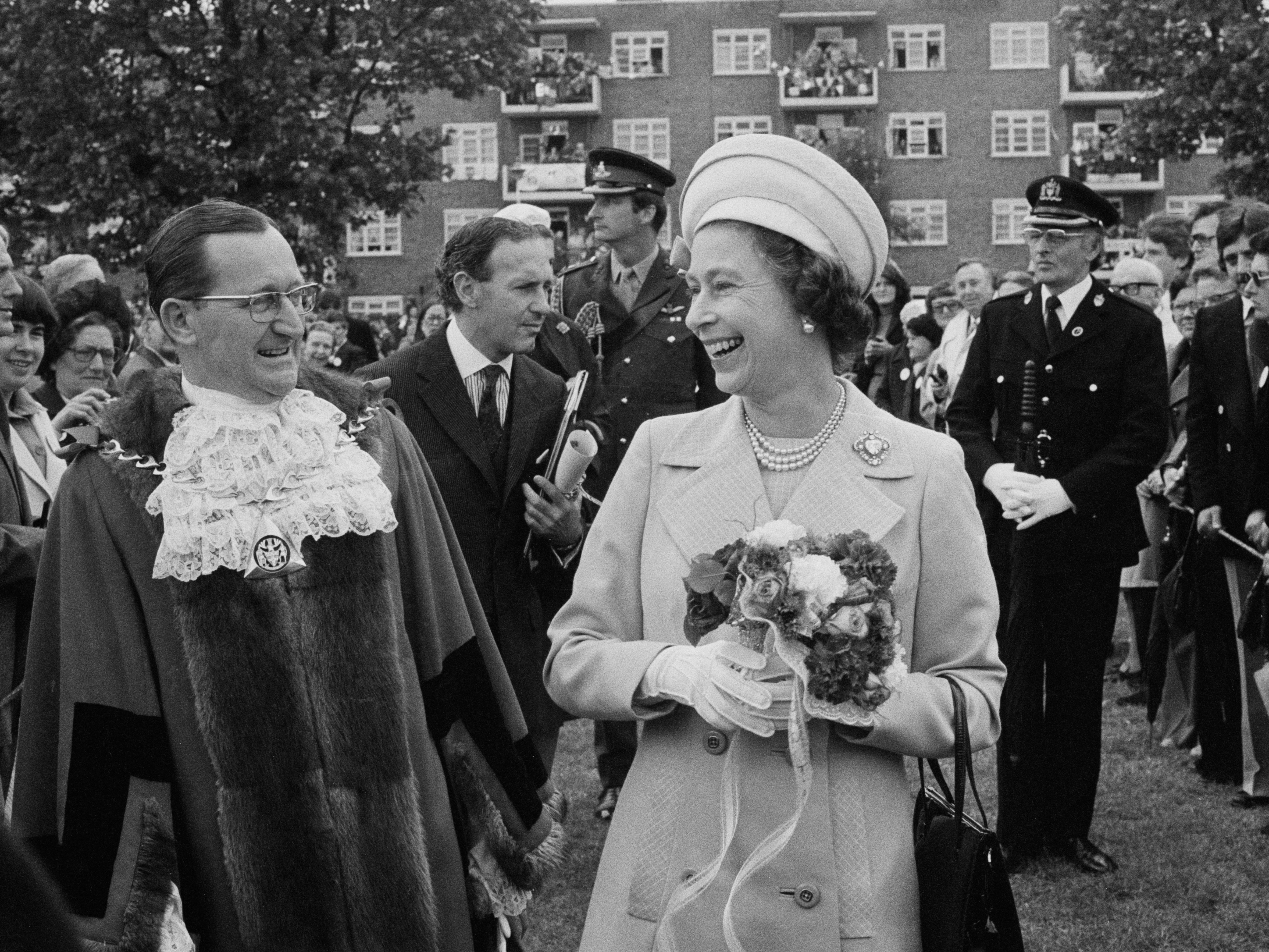 Queen Elizabeth II in Deptford, during a walkabout to commemorate her Silver Jubilee, London, UK, 9th June 1977