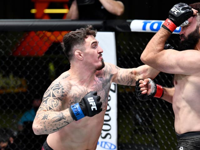 <p>UFC heavyweight Tom Aspinall during his win over ex-champion Andrei Arlovski</p>