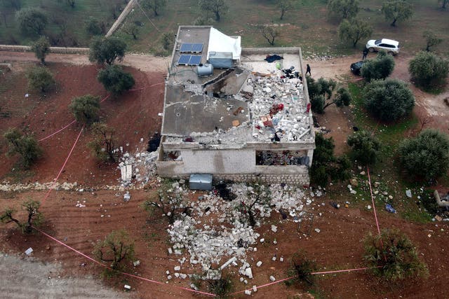 <p>An aerial view of the house in which the Isis leader died following the US raid in Idlib, Syria, 3 February 2022</p>