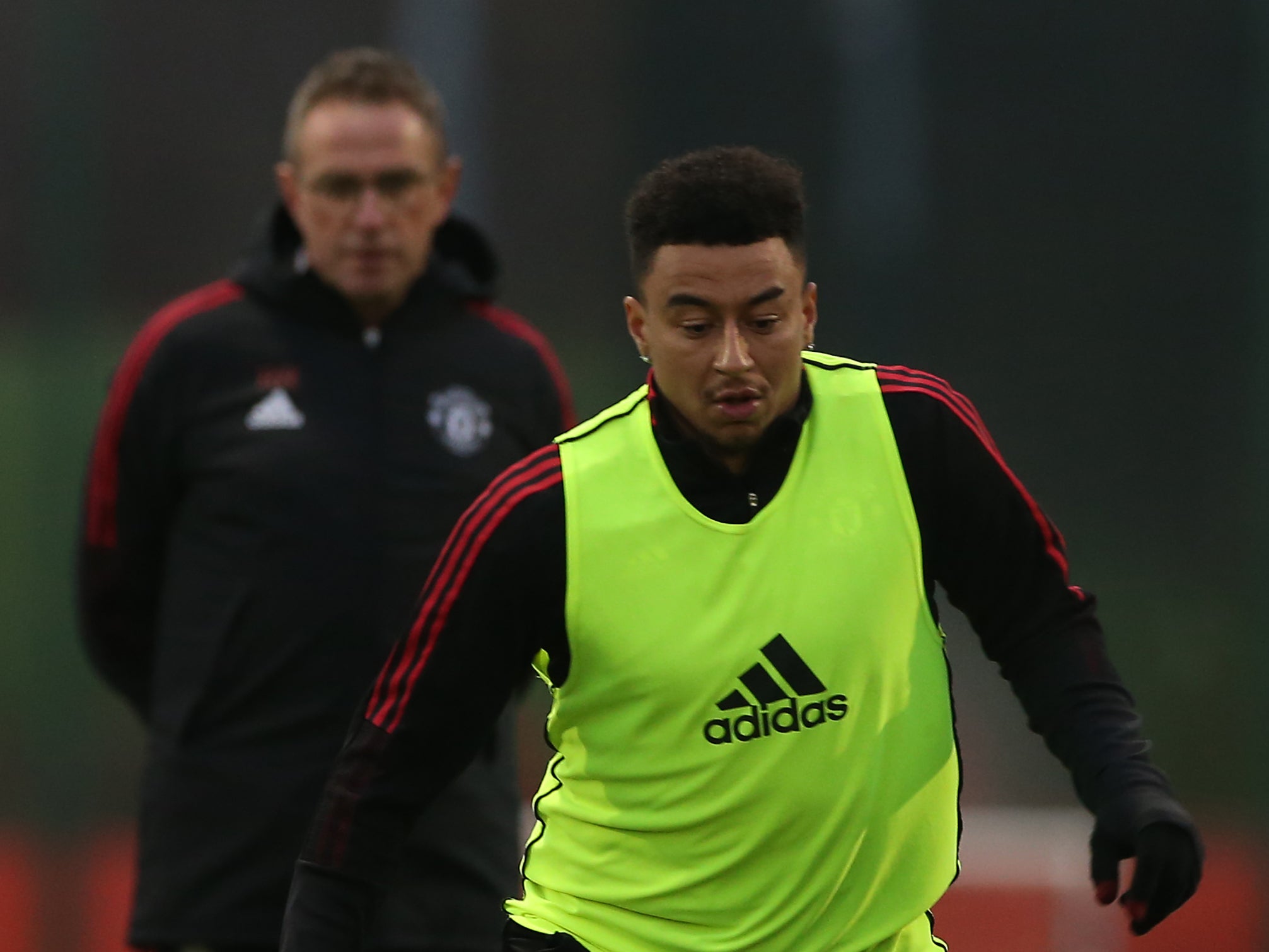 Manchester United manager Ralf Rangnick and Jesse Lingard