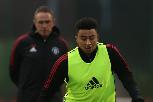 <p>Manchester United manager Ralf Rangnick and Jesse Lingard</p>