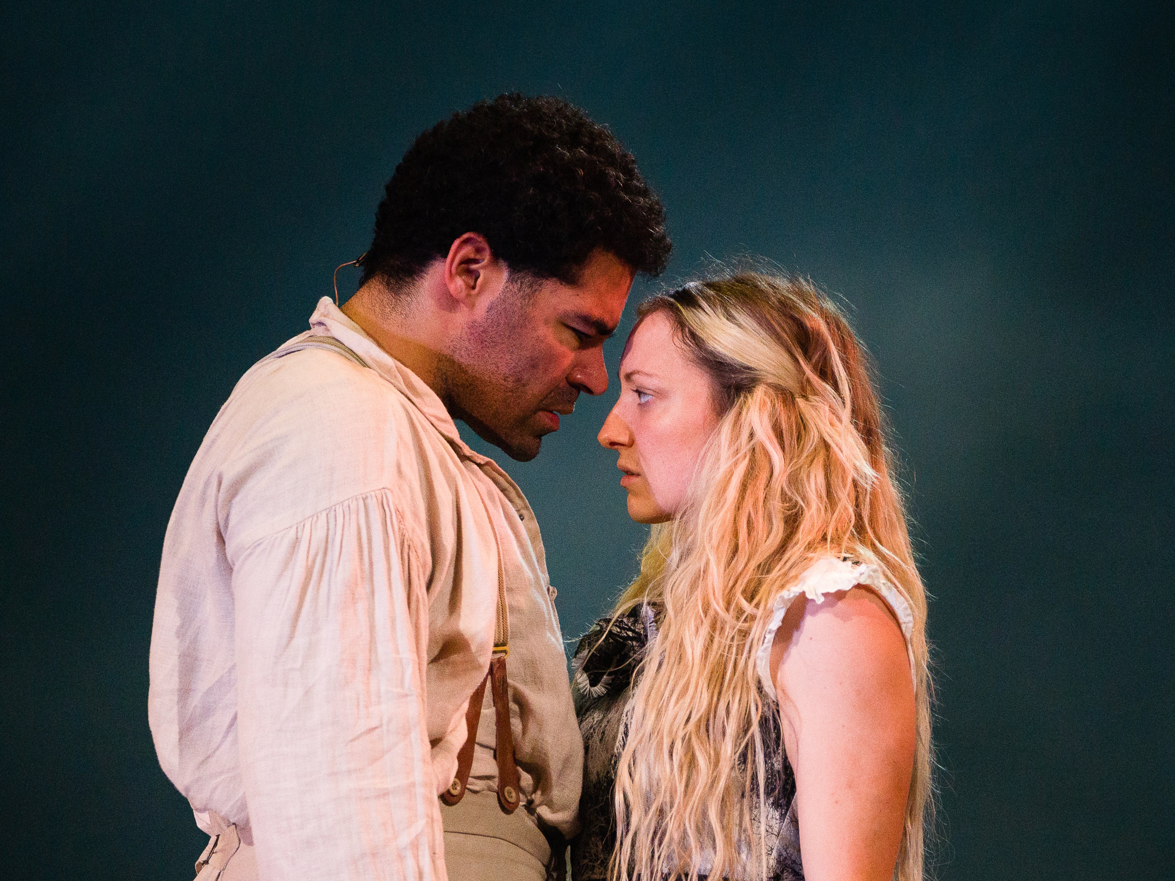 <p>Ash Hunter and Lucy McCormick in National Theatre’s production of ‘Wuthering Heights'</p>