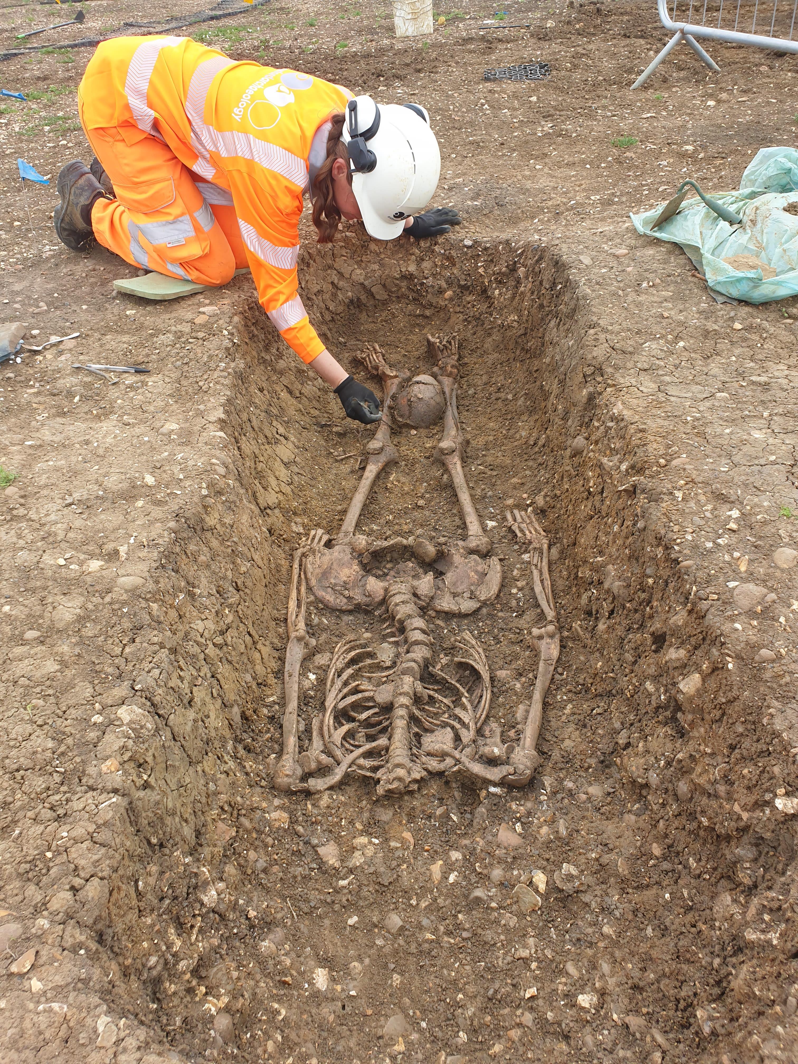 One of around 40 decapitated skeletons at the late Roman cemetery