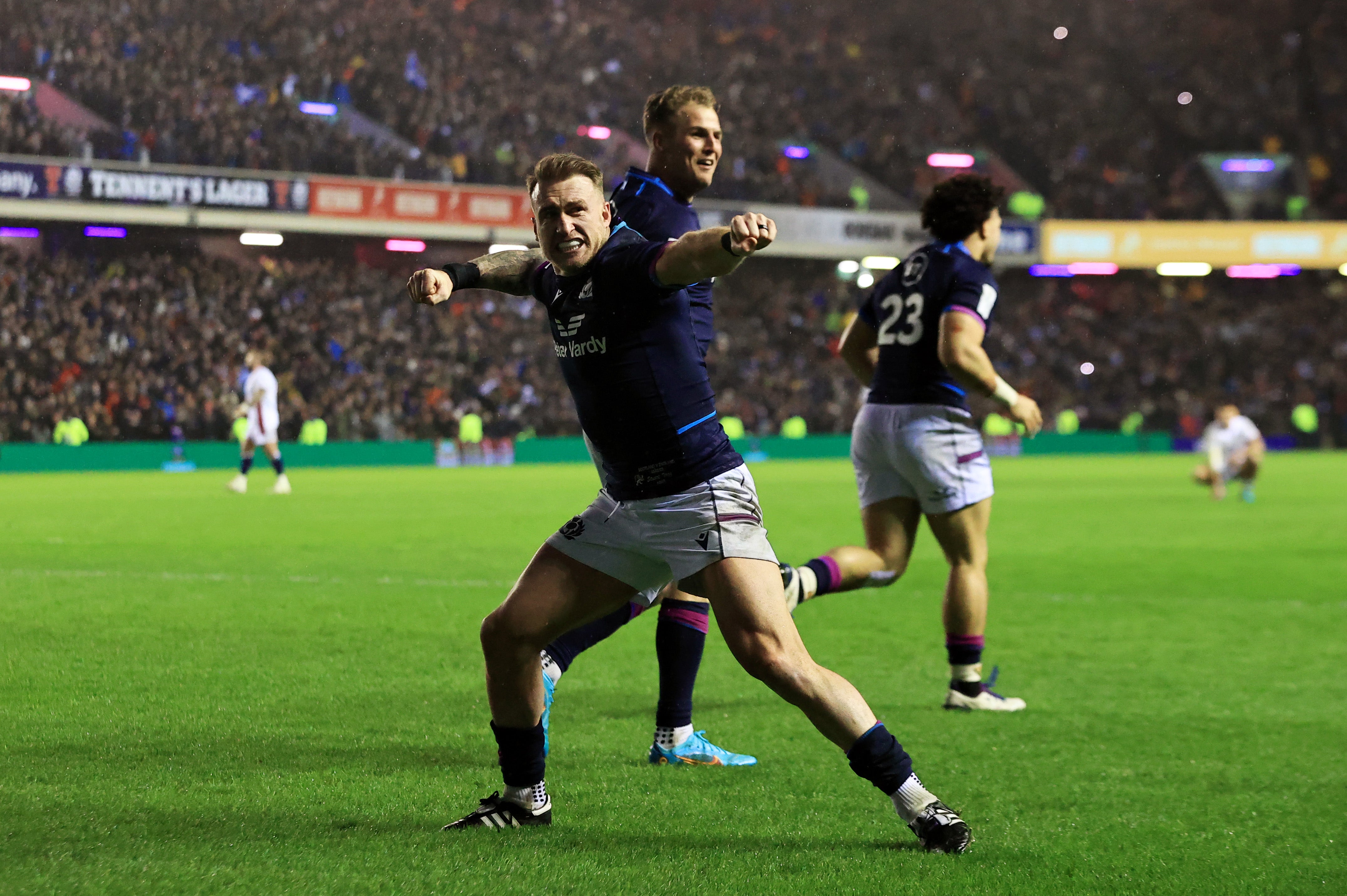 Stuart Hogg celebrates Scotland’s victory