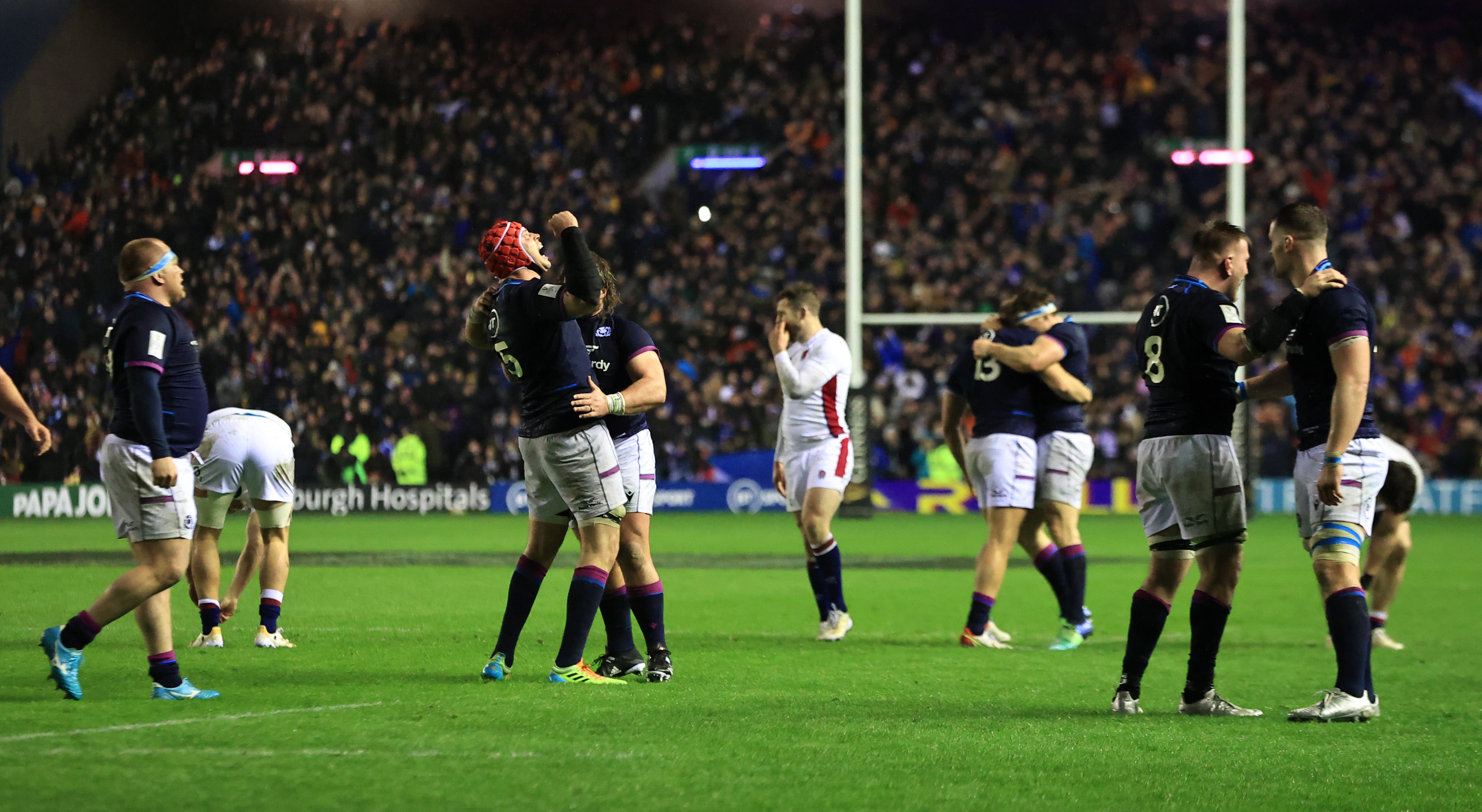 Scotland celebrate at the full-time whistle