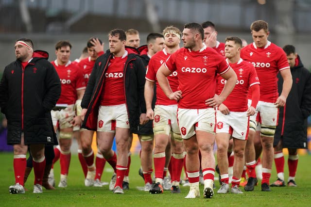 Wales after the final whistle against Ireland in Dublin