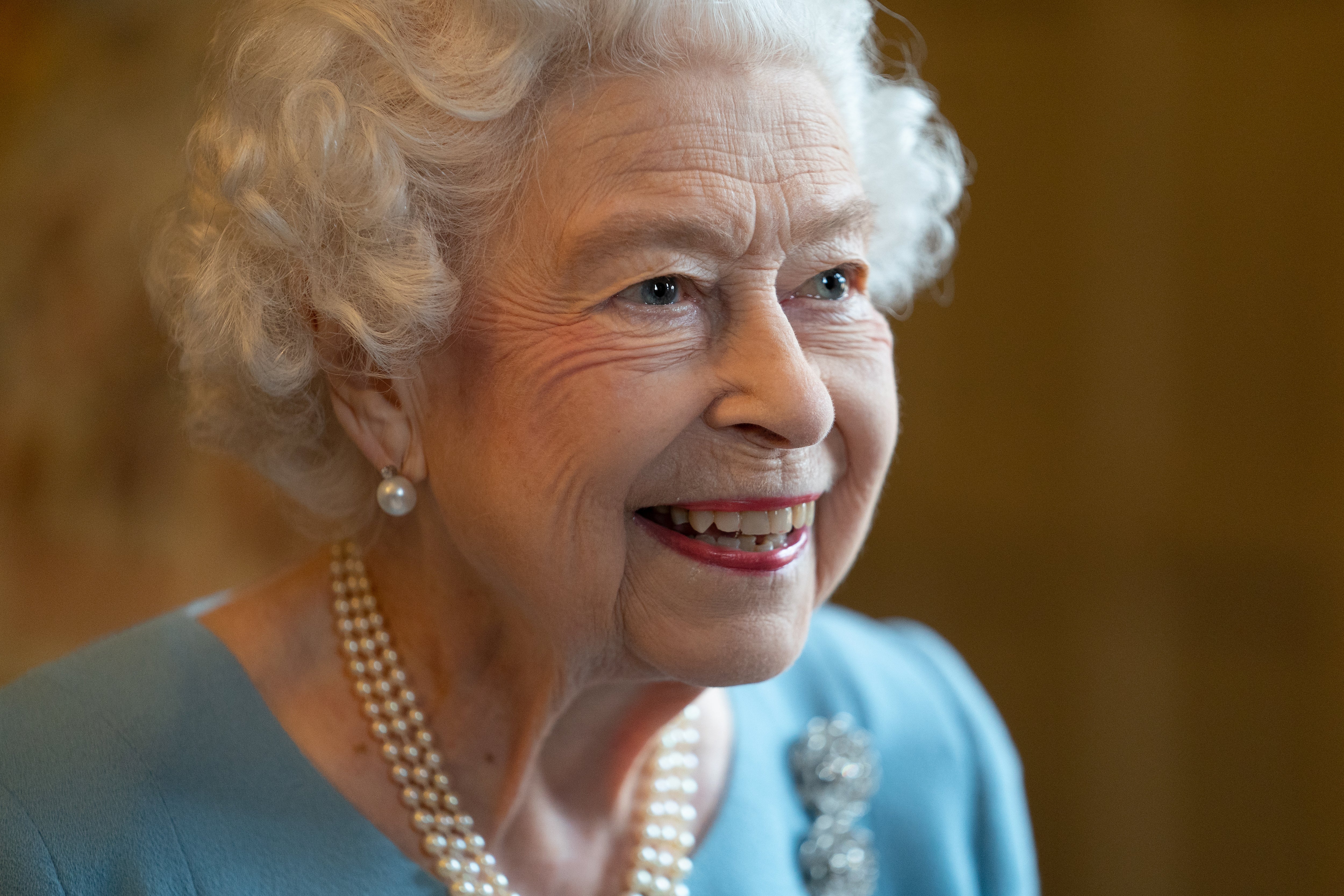 The Queen during a reception in the Ballroom of Sandringham House on the eve of her Accession Day (Joe Giddens/PA)