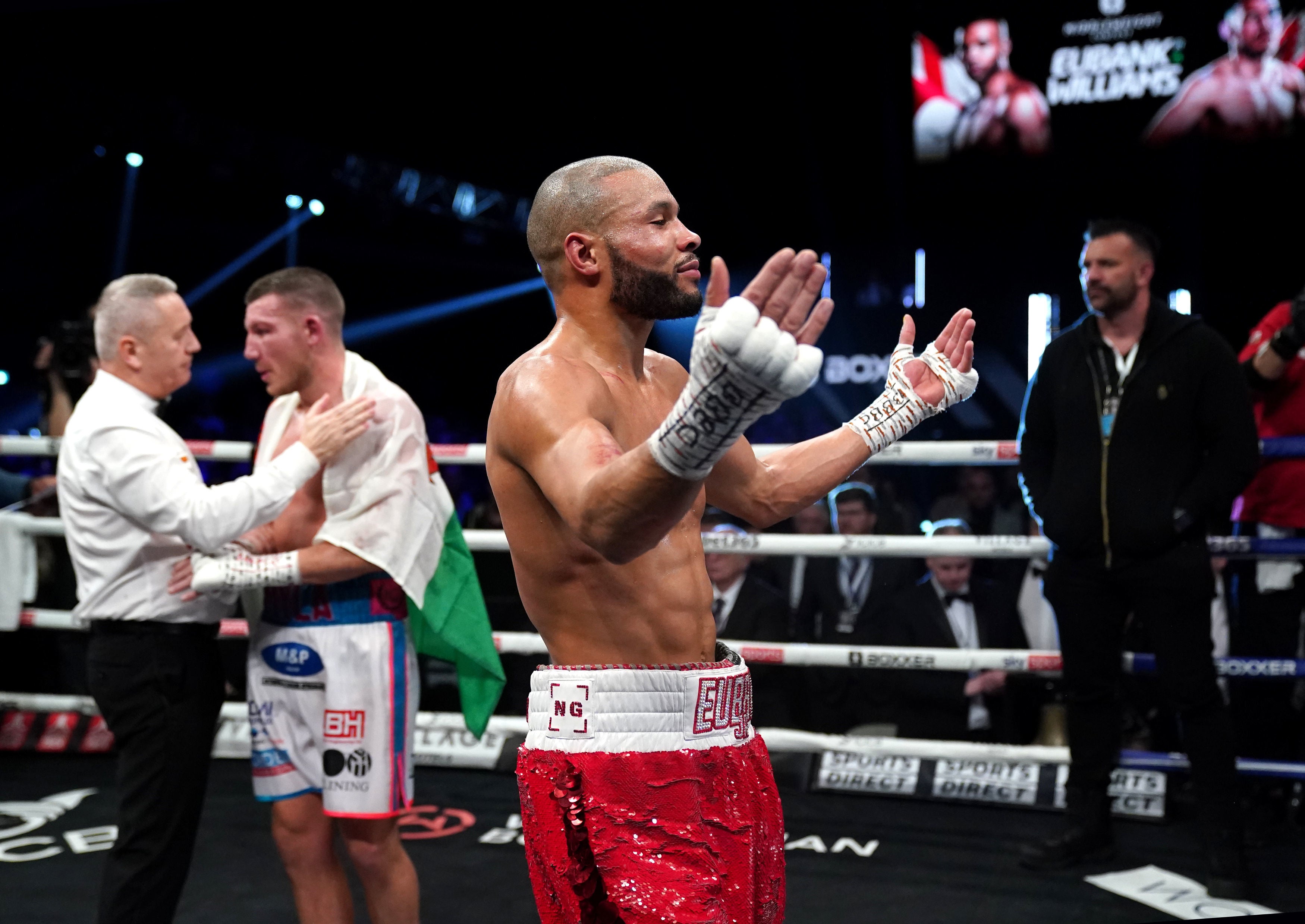 Chris Eubank Jr taunts a hostile Cardiff crowd at the Motorpoint Arena