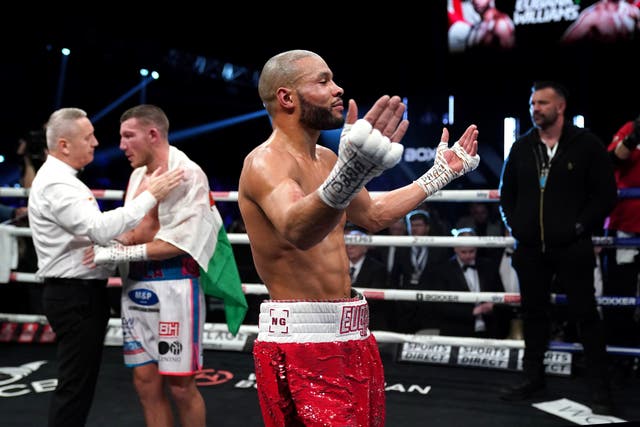 <p>Chris Eubank Jr taunts a hostile Cardiff crowd at the Motorpoint Arena</p>