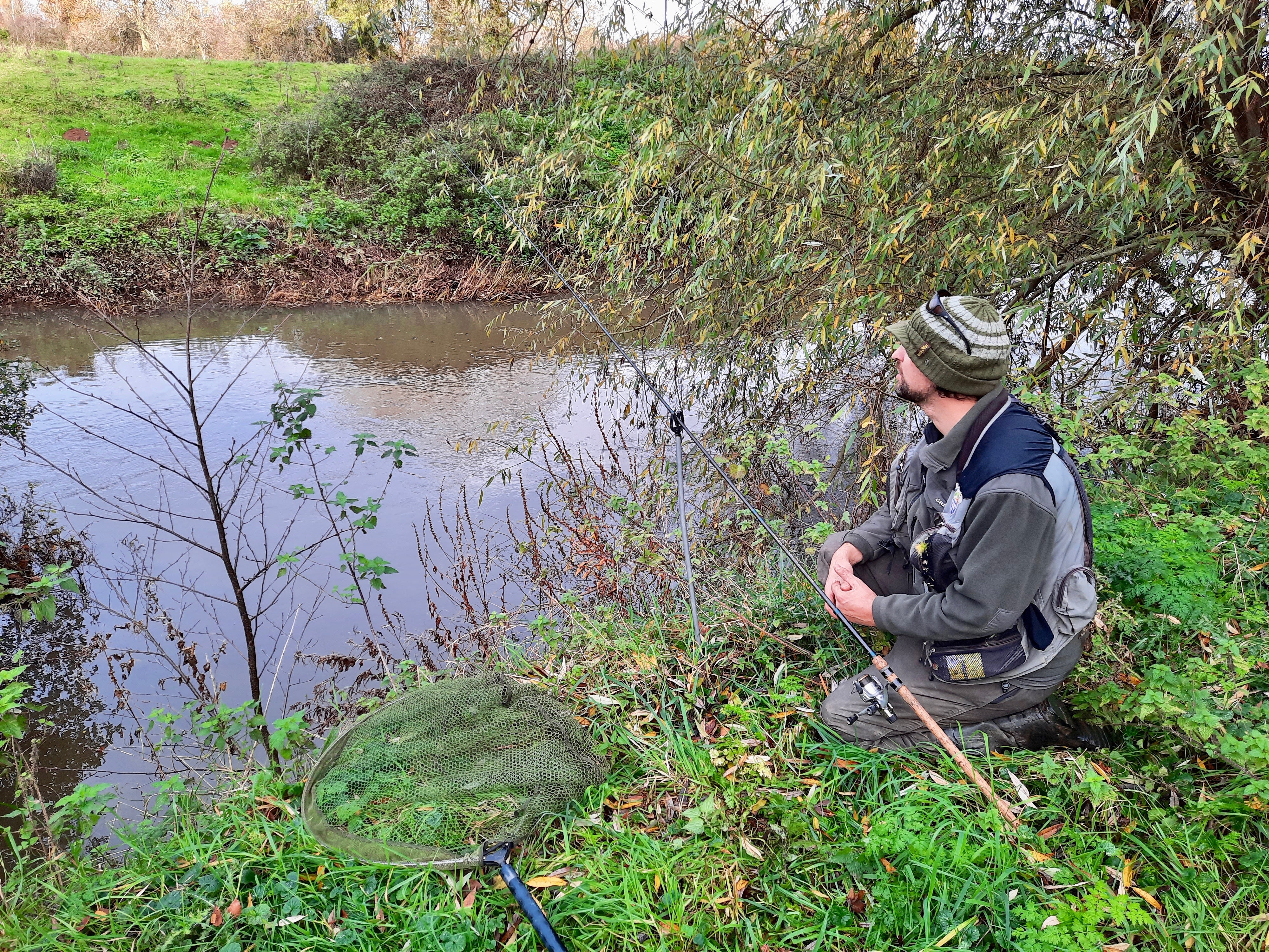Dominic Garnett fishing on the River Tone before the trees were felled (Dominic Garnett/PA)