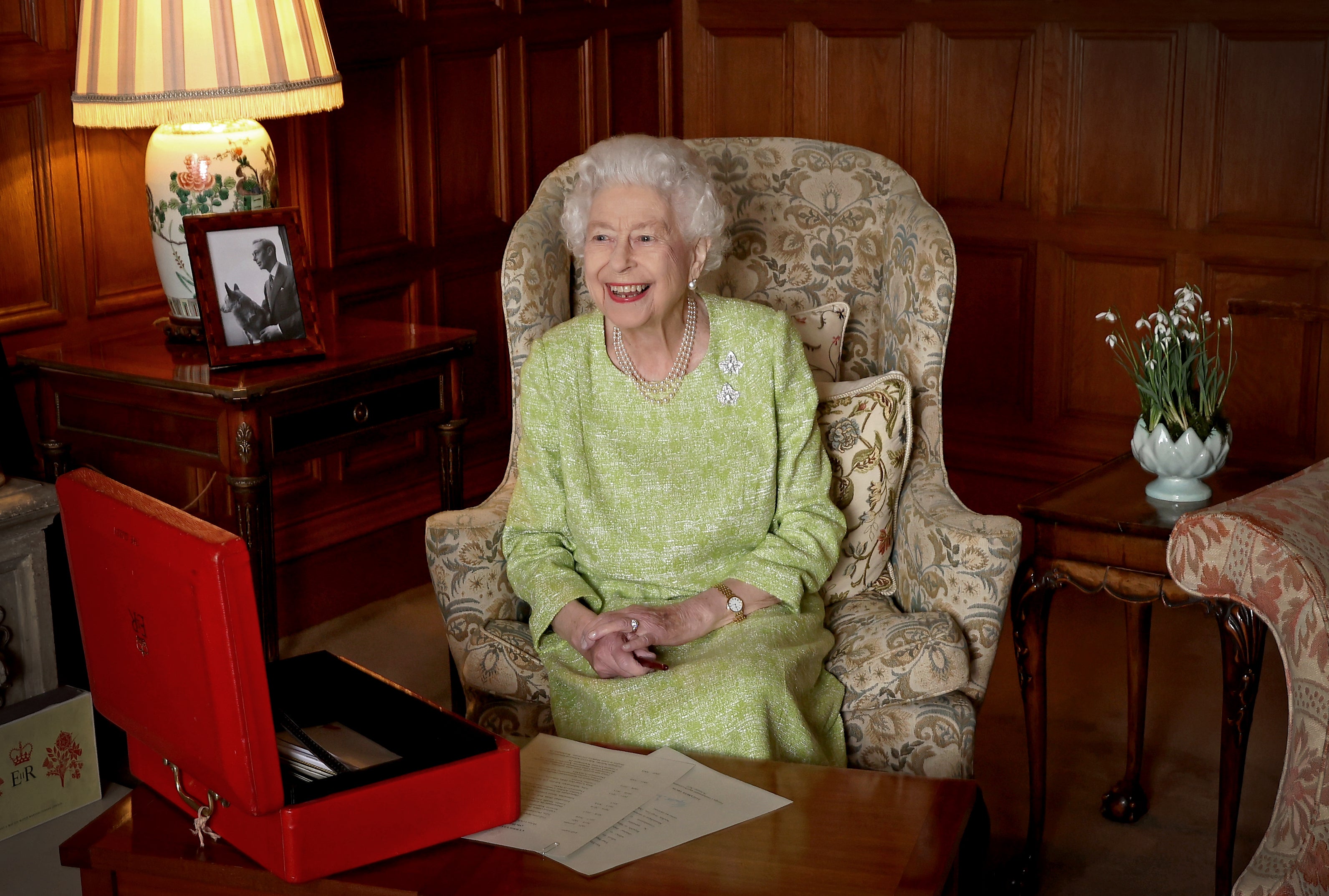The Queen at work in the new image released on day she reign reaches 70 years. Chris Jackson/Buckingham Palace via Getty Images