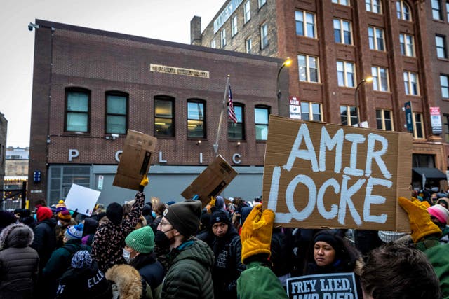 <p>Demonstrators protest the killing of Amir Locke by Minneapolis police </p>