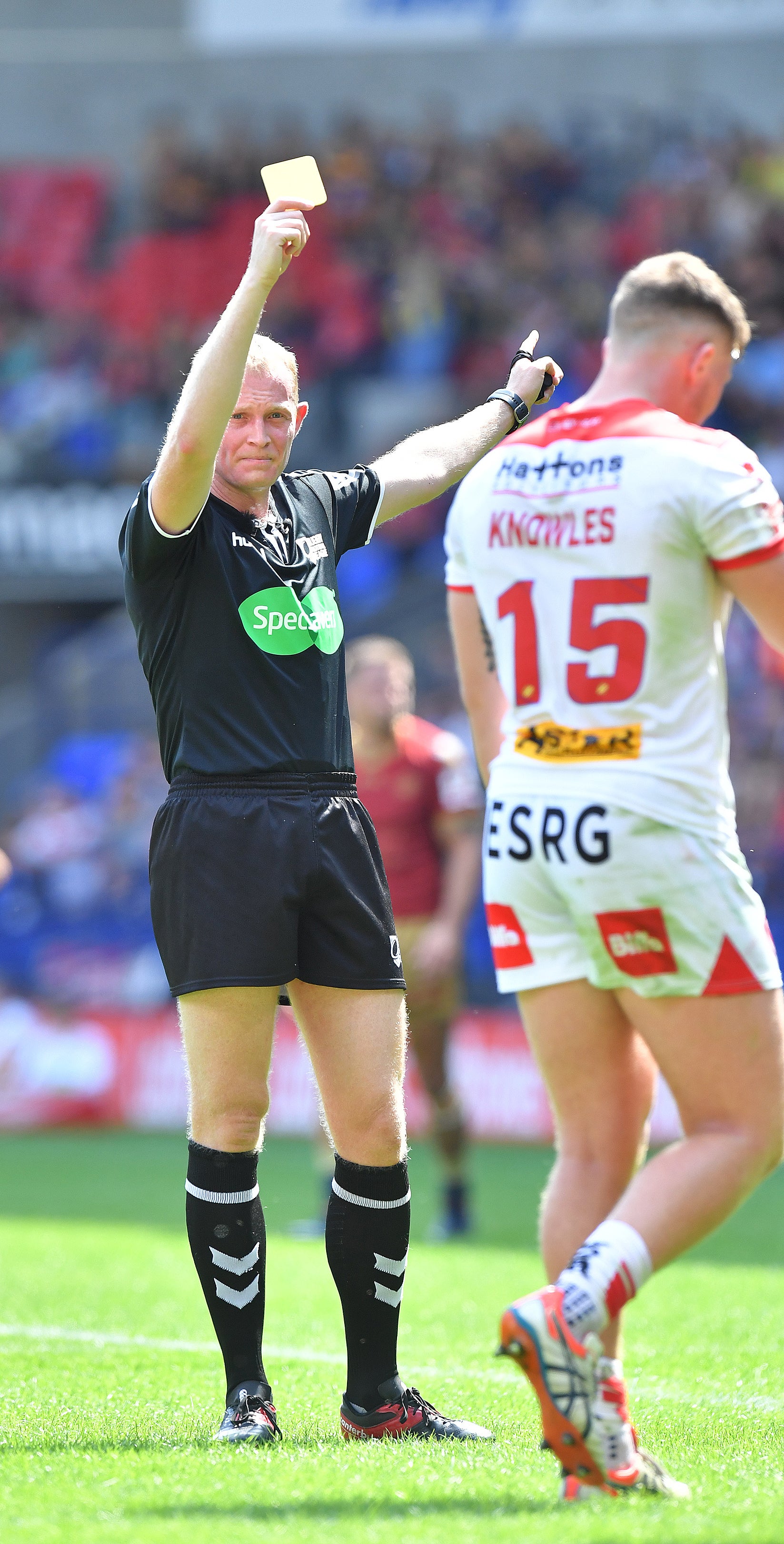 A yellow card for St Helens’ Morgan Knowles but more players could be seeing red in 2022 (PA Images/Dave Howarth)