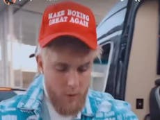 Jake Paul wears ‘Make Boxing Great Again’ hat as he arrives in UK for Taylor vs Serrano press conference