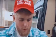 Jake Paul wears ‘Make Boxing Great Again’ hat as he arrives in UK for Taylor vs Serrano press conference