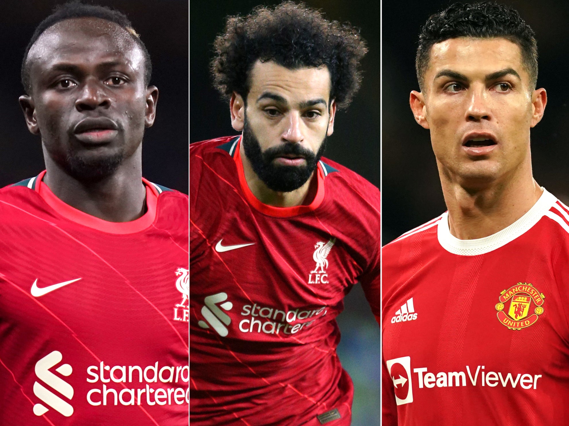 Sadio Mane, Mohamed Salah and Cristiano Ronaldo