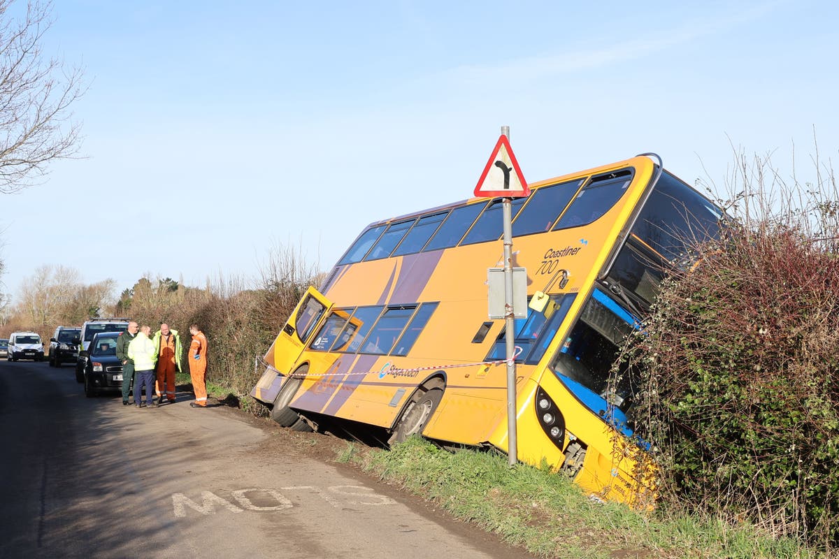 Bus crash: Double decker packed with school children plunges into ditch in Sidlesham