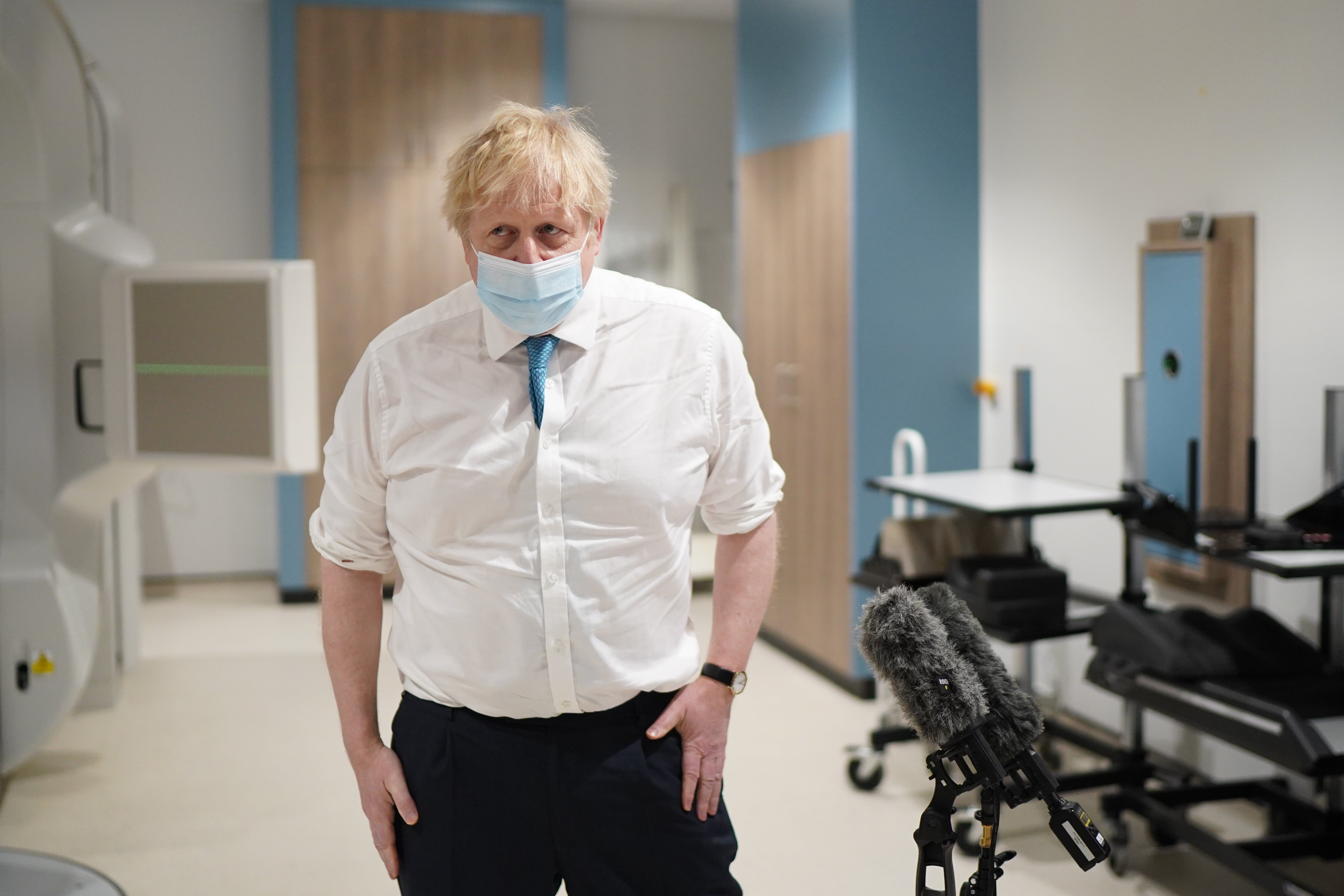 Prime Minister Boris Johnson during a visit to the Kent Oncology Centre at Maidstone Hospital in Kent (Gareth Fuller/PA)