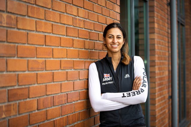 Preet Chandi, British physiotherapist and British Army medical officer, during a visit to Strathearn School in Belfast, Northern Ireland (Liam McBurney/PA)