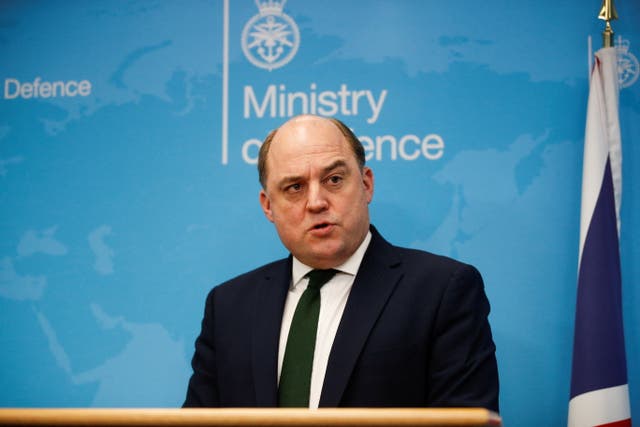 Defence Secretary Ben Wallace speaks during a joint press conference with Polish Defence Minister Mariusz Blaszczak at the Ministry of Defence (MOD) Main Building, in London. Picture date: Monday February 7, 2022.