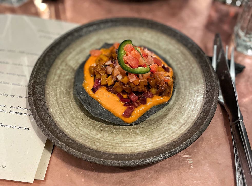 <p>Never sticking to one cuisine, Rishim’s Middle Eastern-slash-East Asian take on Mexican tostada is the definition of that fusion done well</p>