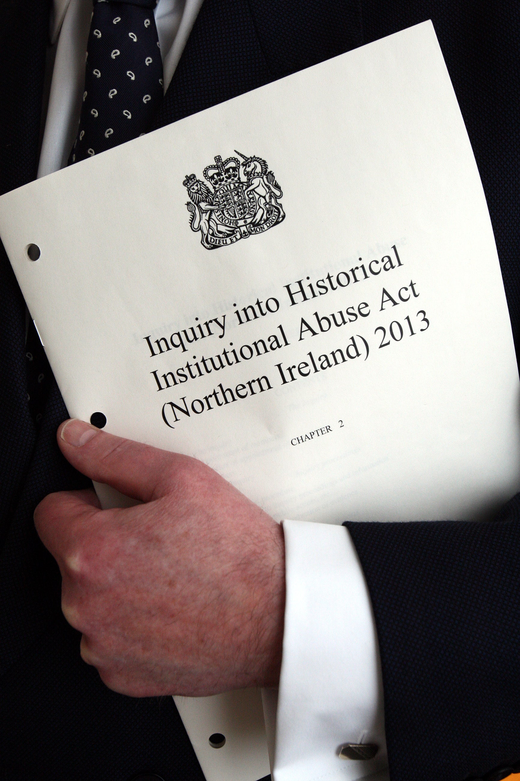 File pic of the tjem chairman of the historical institutional child abuse in Northern Ireland, Sir Anthony Hart, in his Belfast office (Paul Faith/PA)