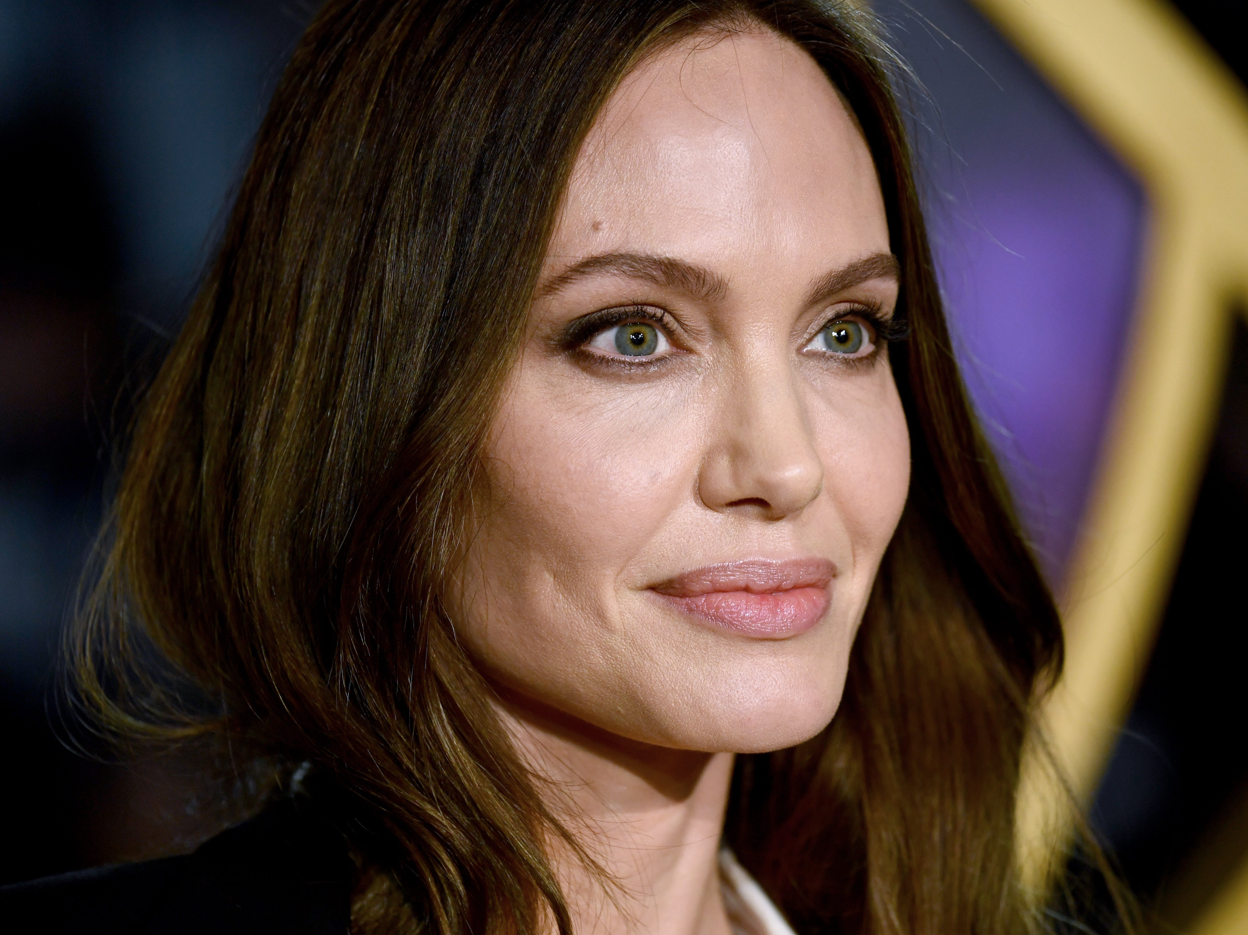 Angelina Jolie attends a screening of ‘Eternals’ on 27 October 2021 in London
