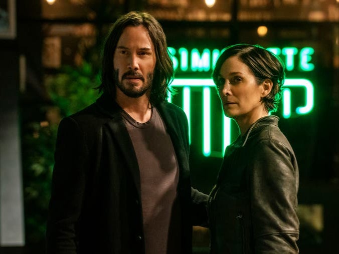 Keanu Reeves and Carrie-Ann Moss in ‘The Matrix Resurrections’